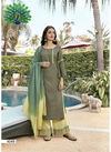 Green Colour Festive Wear Fancy Embroidery Work Rayon Plazzo Suit 4049